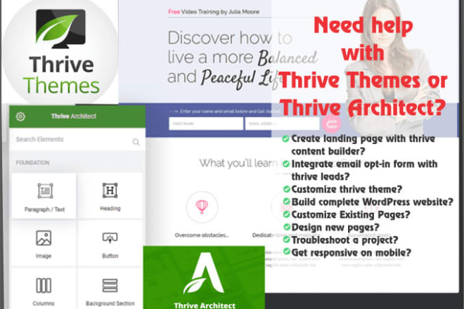 I will do all thrive architect and thrive themes work