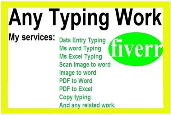 I will do any kind of typing with good accuracy at good rate your pro