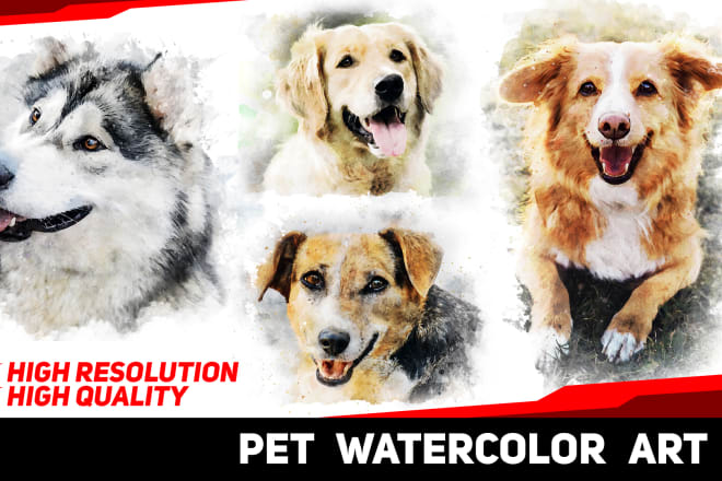 I will do awesome watercolor art of your lovely pet