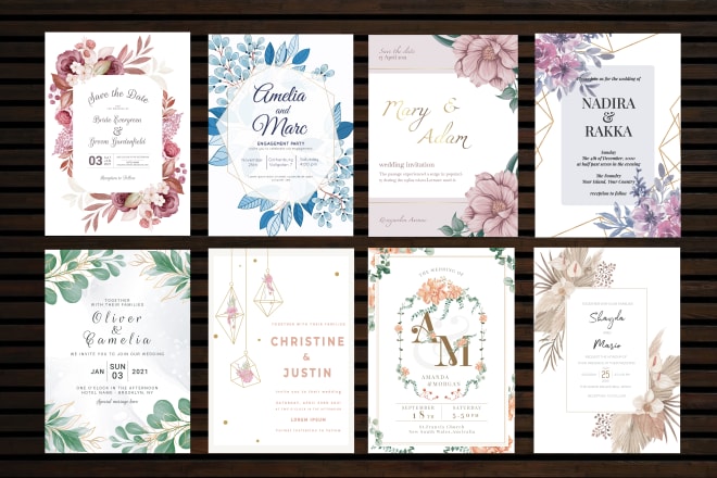 I will do beautifully customized wedding card or any invitation design