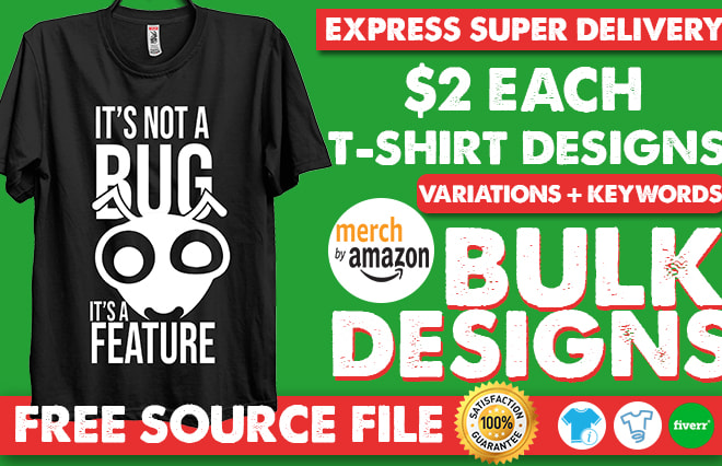 I will do bulk t shirt designs for your business