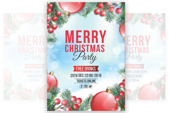 I will do christmas and happy new year flyer design