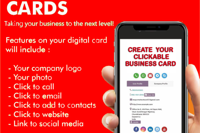 I will do clickable digital business card for you
