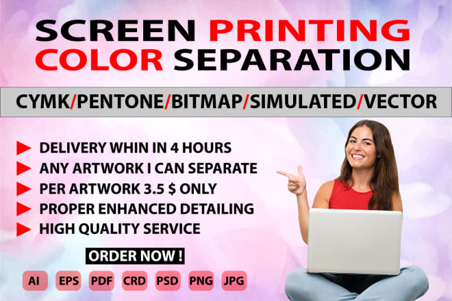 I will do color separation for screen printing or vector