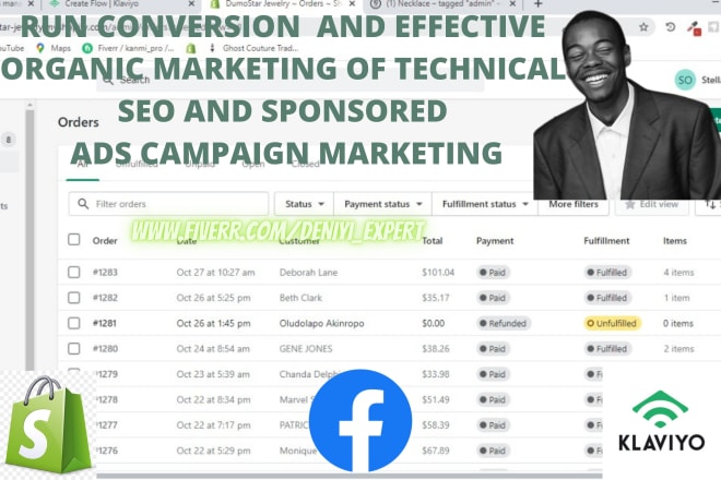I will do conversion facebook ads ecommerce klaviyo email flows marketing shopify sales