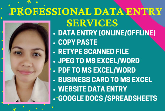 I will do data entry, copy paste, excel data entry, typing work, virtual assistant