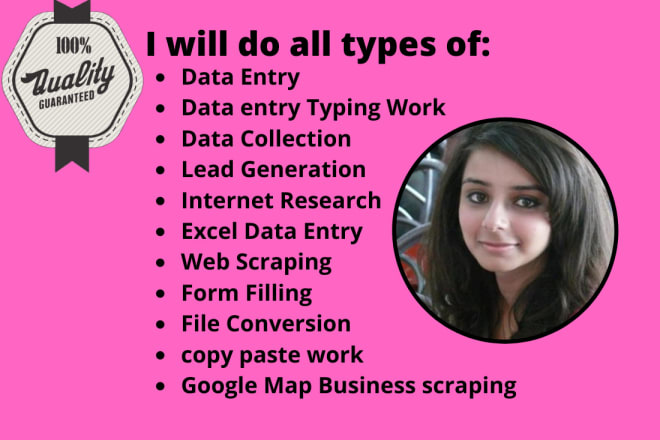 I will do data entry typing work,data collection and copy paste job