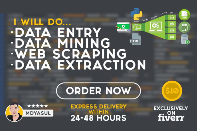I will do data entry,data mining,web scraping and data extraction