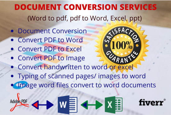 I will do document conversion services as pdf to word, word to pdf, excel, ppt