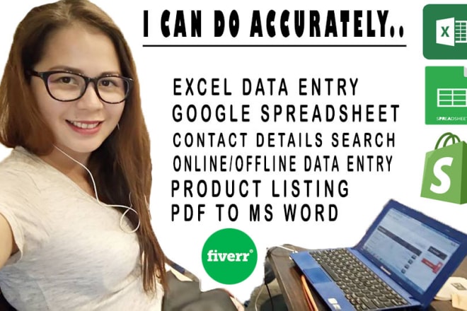 I will do excel data entry, spreadsheet accurately and efficiently