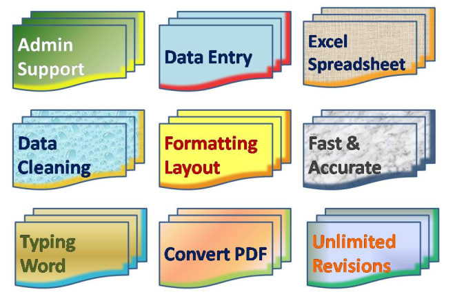 I will do excel word data entry typing pdf conversion virtual admin support