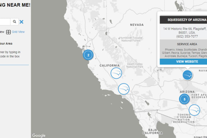 I will do google map, web map, search and interactive map, distance based data render