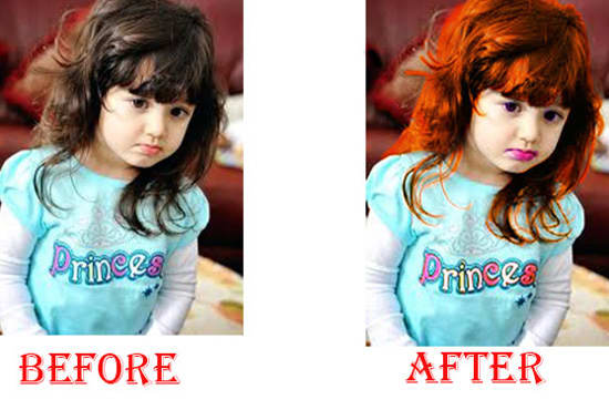 I will do hair colour changing in photoshop