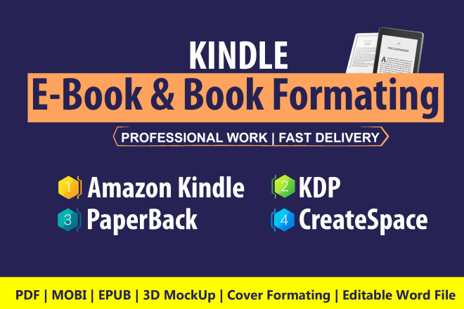 I will do kindle, createspace, kdp, paperback ebook formatting