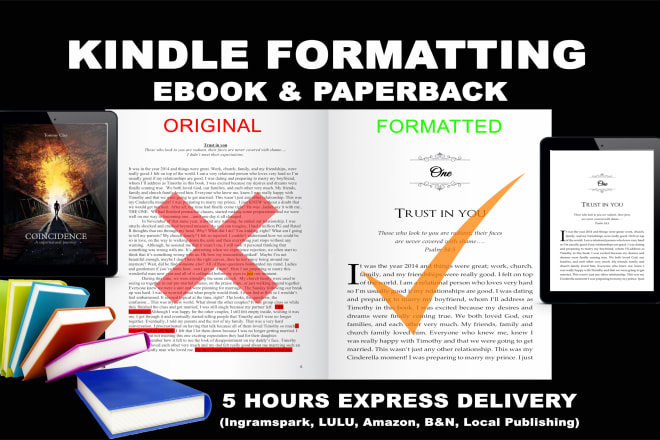 I will do kindle formatting, ebook formatting and paperback book formatting for KDP