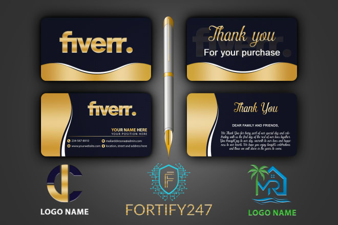 I will do luxury business card, thank you card and logo design fast