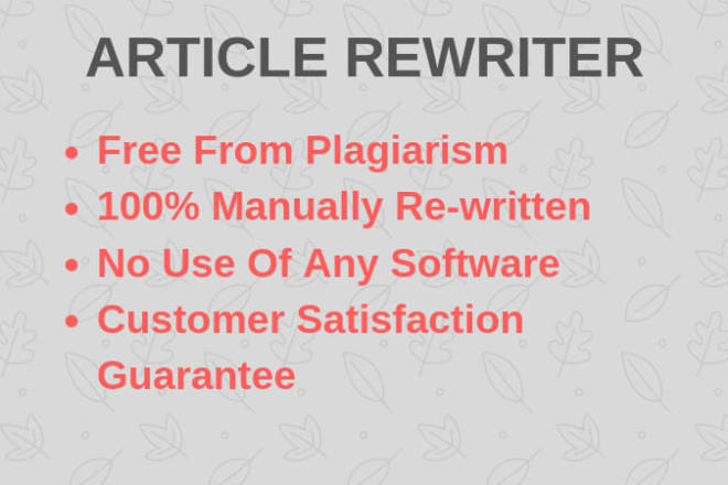 I will do manual article rewriting for you