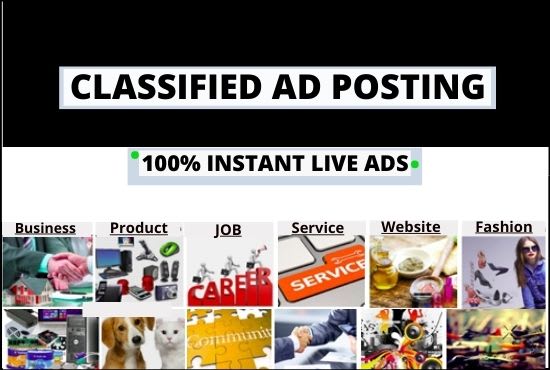 I will do manually post your ads on top classified ad posting sites