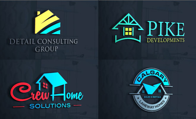 I will do modern luxury real estate property construction logo design