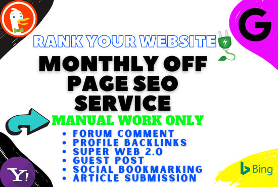 I will do monthly off page SEO backlink service to boost ranking