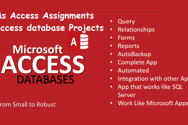 I will do ms access assignment and access database projects