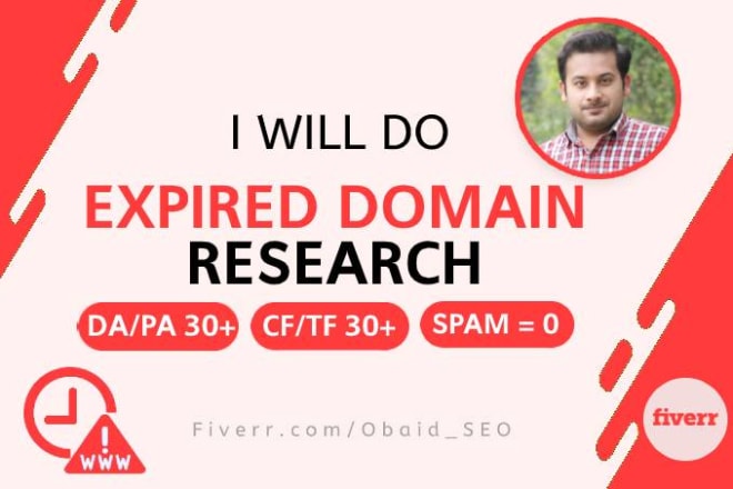 I will do niche relevant expired domain research high authority 301 redirect