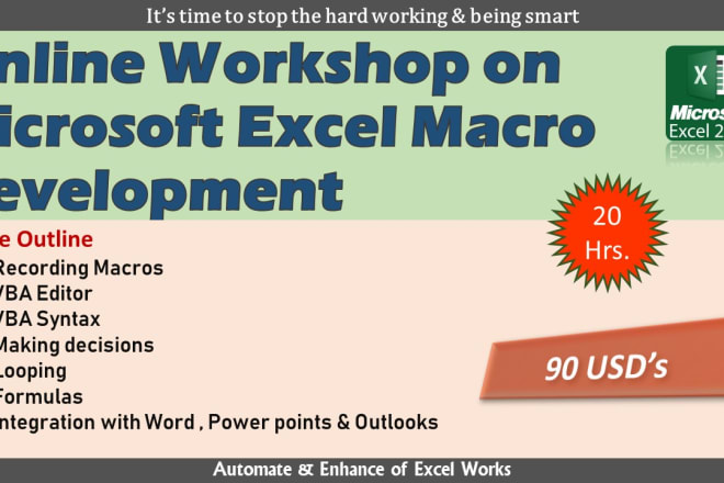 I will do online workshops on microsoft excel macro development