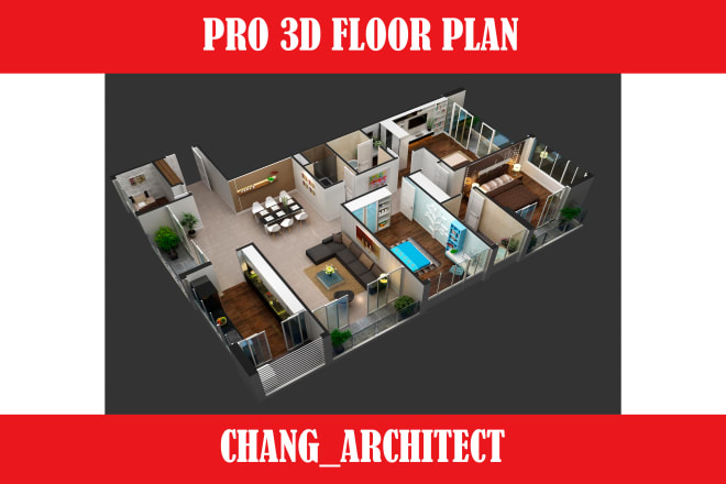I will do pro 3d floor plan with high quality