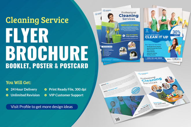 I will do professional cleaning service flyer, brochure, booklet in 24hrs