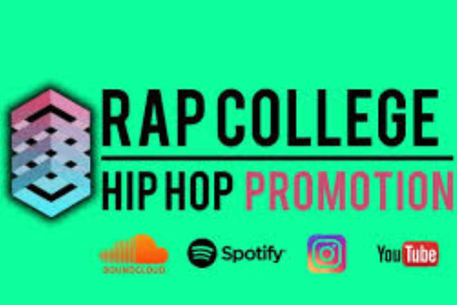 I will do promote and play your hip hop, rap music to 5,000 of music lovers