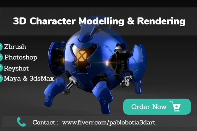 I will do stunning 3d character modelling and rendering for 3d printing