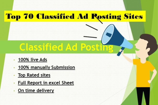 I will do top 70 best free classified ads posting on web sites listing