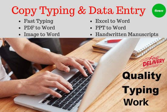I will do typing job, typing into excel, word or database