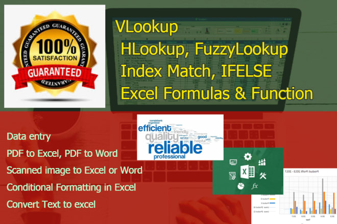 I will do vlookup, fuzzy lookup, excel formulas in 60 min