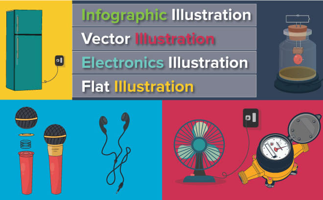 I will done infographic illustration, flat, isometric, simple