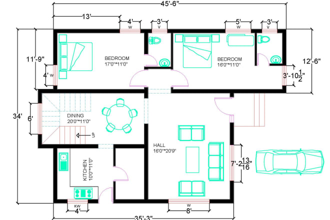 I will draw 2d floor plans, elevations, section, site plans