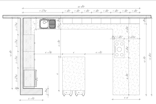I will draw 2d plans of your new kitchen with dimensions and descriptions