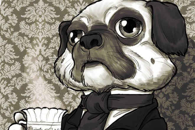 I will draw a caricature of your pet in a suit or costume