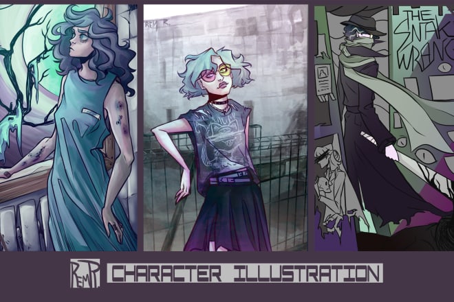 I will draw a character illustration, poster or cover art