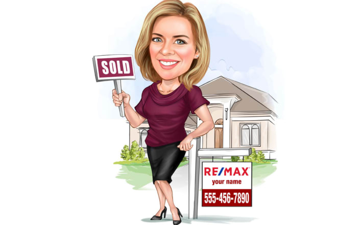 I will draw a real estate cartoon caricature services for you