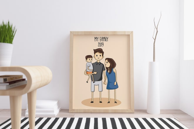 I will draw a simple cartoon of your family or your couple