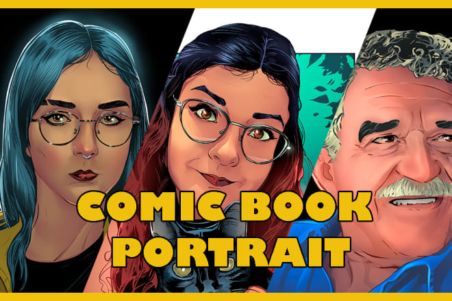I will draw an amazing digital portrait in comic book style