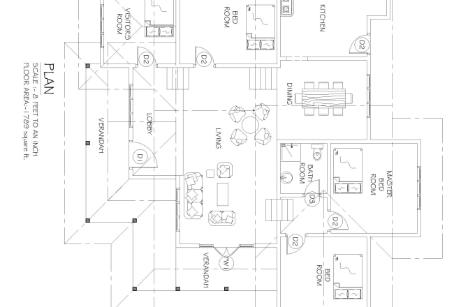 I will draw architectural 2d drawings floor plan using autocad