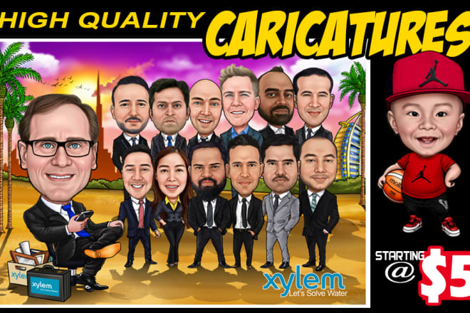 I will draw cartoon caricature, high quality digital caricatures