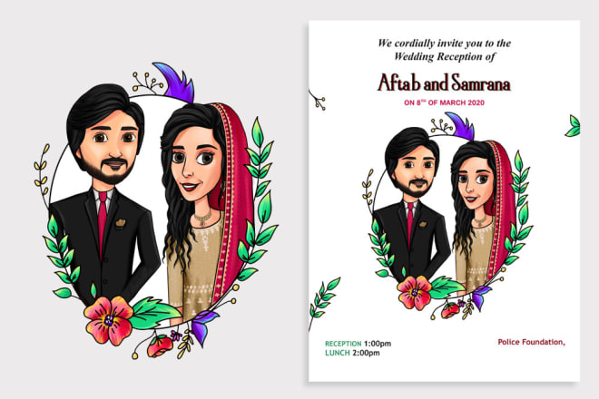 I will draw customized wedding invitation design