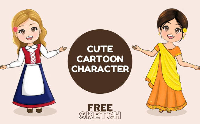 I will draw cute cartoon character clipart, illustrations