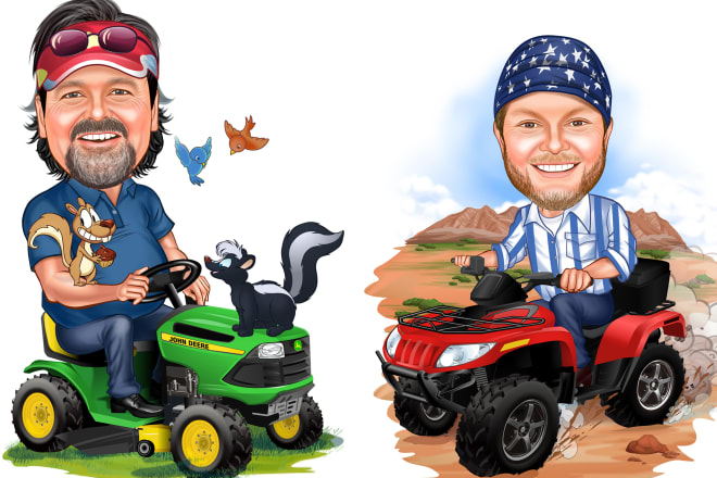 I will draw digital cartoon caricature with your car or any vehicle