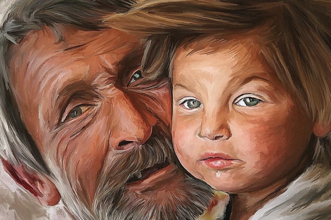 I will draw digital oil painting based on your photo