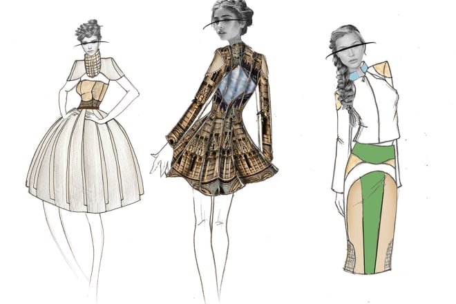 I will draw fashion illustrations or sketches