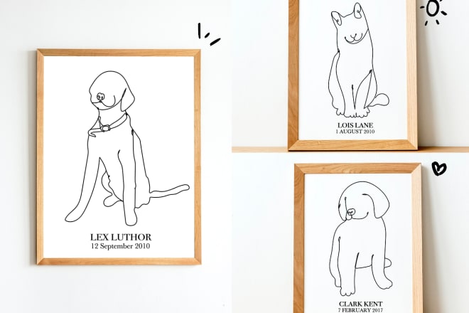 I will draw pet portrait in one line drawing style